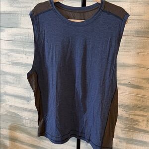 Lululemon Sleeveless Athletic Tank Blue Mesh Panel Workout Top XXL